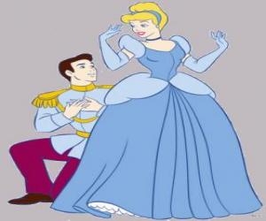yapboz Prens önünde evlenme teklifinde prenses diz çökmüş